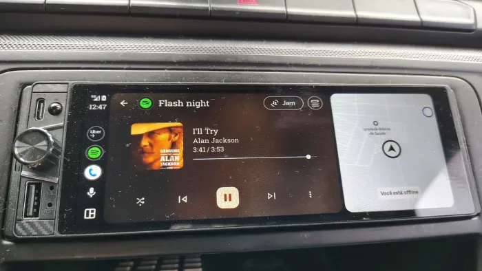 Central multimídia de um din carplay e Android auto 