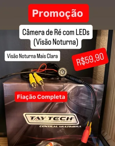 Câmera Ré Automotiva 9 Leds Visão Noturna Colorida Carro Veicular Estacionamento Multimid