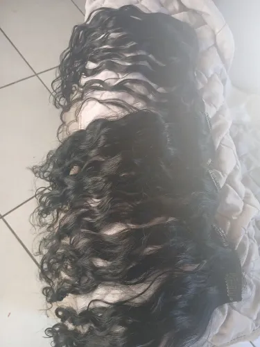 Cabelo humano ondulado preto