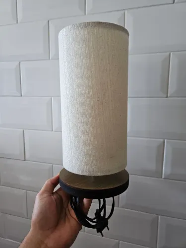KIT 2 ABAJUR LUMINÁRIA DE MESA 29 CM BASE MDF BIVOLT + LÂMPADAS