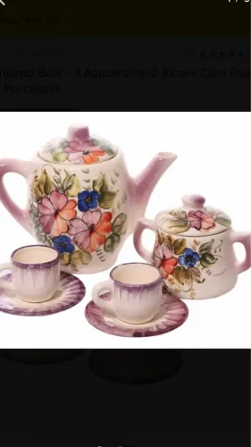 Conjunto de chá em porcelana 