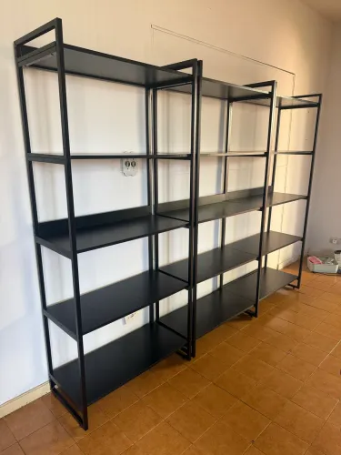 3 Estantes - Multiuso 5 Prateleiras 187cmx80cm Industrial Kuadra Compace Preto Onix