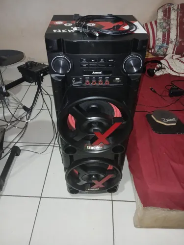 Caixa Amplificada Amvox Aca 1300 New X 1300w Bluetooth Usb Preto