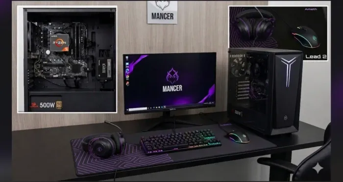 PC Gamer Completo RYZEN 5 4600G + Monitor 21.5" + Kit Periféricos Mancer 