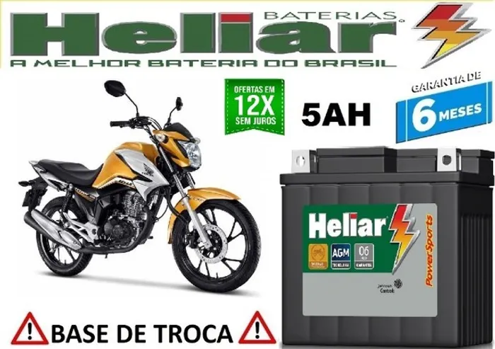 Bateria Heliar 5Ah Honda Titan 160cc 12v Automotivo