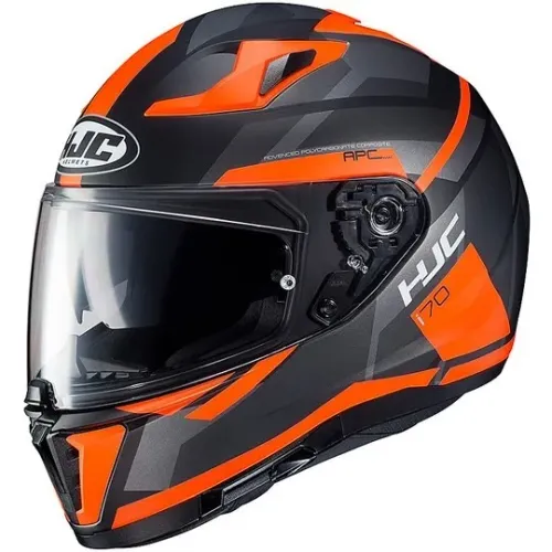 Capacete HJC I70 Elim MC6HSF com oculos Preto/Laranja com COMUNICADOR