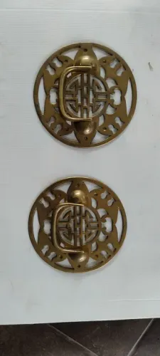 Conjunto puxadores estilo oriental bronze maciço