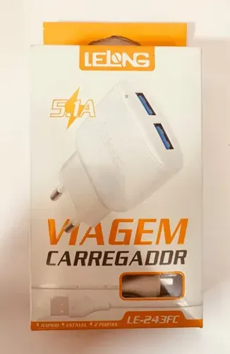 Carregador Lelong Turbo Rápido 5.1 2 Usb Type C