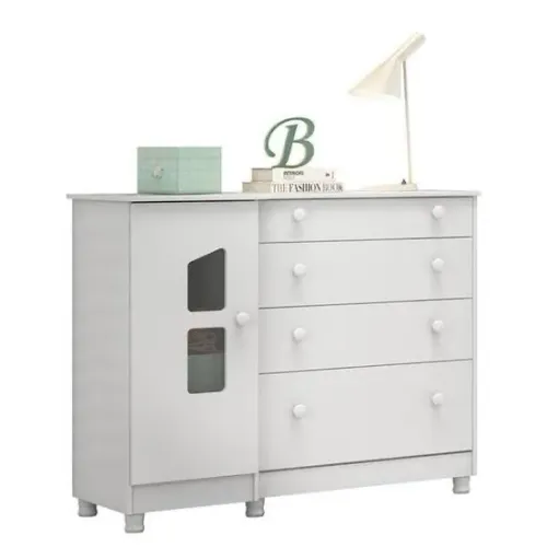 Comoda Infantil 1 Porta 4 Gavetas Branco