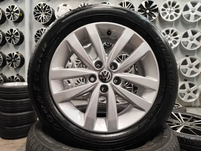 Rodas aro 15" Vw 5x100 Polo/Fox/Golf+ Pneus 195/55 R15" Goodyear- Aceito Cartão 