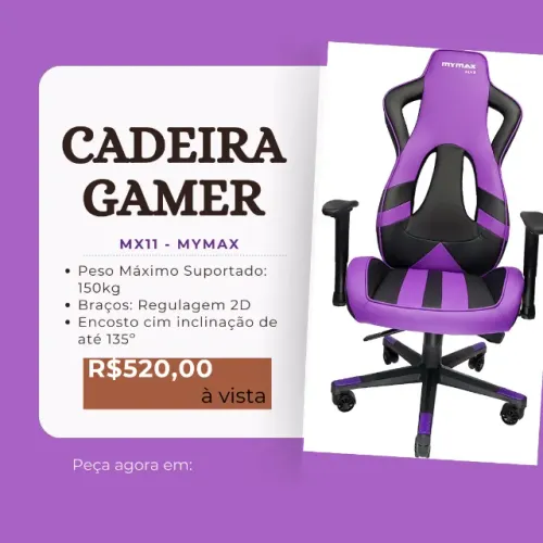 Cadeira Gamer MX11 - 150KG - Reclinável 