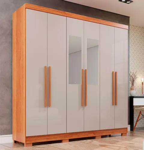 Guarda-roupa Casal Com Pé 6 Portas 2 Gavetas Recife - Montagem Grátis