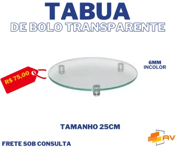 Base para bolo de vidro 30cm diâmetro com pé 