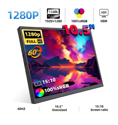 Monitor Portátil IPS Zsus De 10.5 Full Hd Ips 1280p 100% Srgb