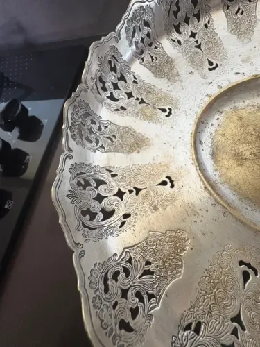 Fruteira de aço inox antiga marca Woff