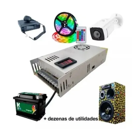 Fonte Chaveada 12v 50a 600w Som Automotivo Ate 1500Rms Voltímetro Digital