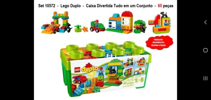 Lego Duplo Caixa Divertida Tudo em um Conjunto - 65 peças
