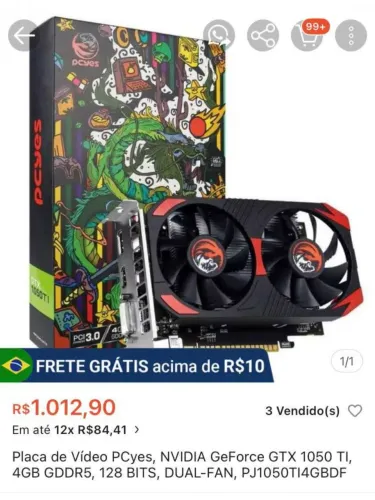 Placa de vídeo Rtx 1050 ti 4g