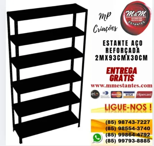 Suporta 60Kg por Bandeja - Prateleira de Aço Reforçada Preta ou Branca