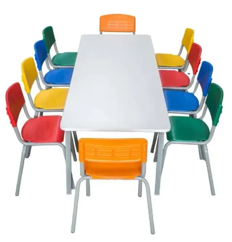 Mesa 10 lugares infantil - cadeiras resina plástica - escolar - 3 a 5 anos