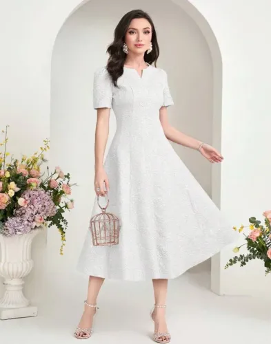 Vestido de Festa Longo Branco com Manga Bufante