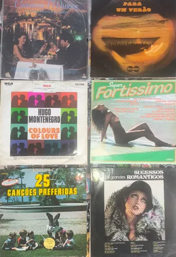 Lote com 13 discos de vinil antigos - Coleção musical
