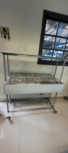 Buffet Self Service Profissional em Aço Inox Completo Com 6 Cubas e Tampas - Novo