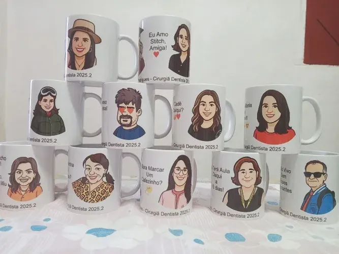 Caneca Personaliza de Porcelana Presente com Sua Arte - Foto - Frase - Caricartura