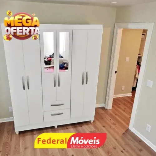 GUARDA ROUPA OFF WHITE 6P 2G C/ ESPELHO ENTRGA HOJE