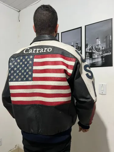 Jaqueta de Couro Legítimo  Estilo Americano 