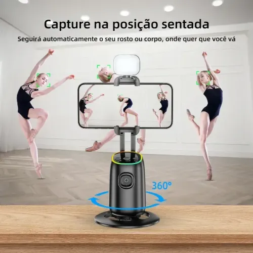 Gimbal Estabilizador 360 Rotação Preto P05 Rastreio Facial