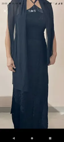 vestido social preto, longo veste tamanhos P e M