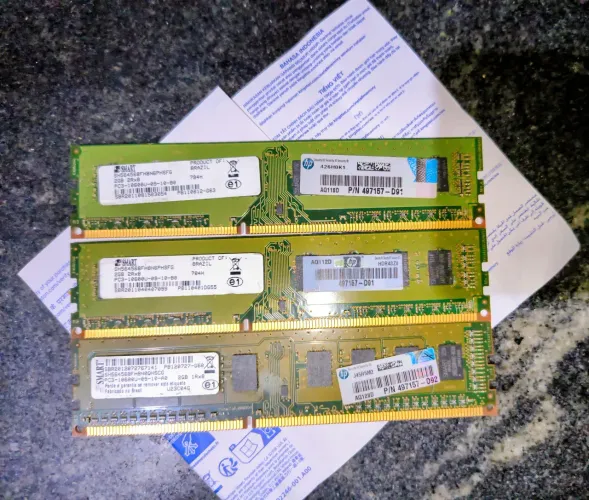 Memórias RAM HP 2GB DDR3