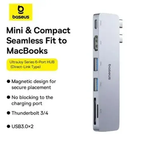 Hub Baseus UltraJoy 6 Portas para Macbook - Thunderbolt 3/4 e USB 3.0