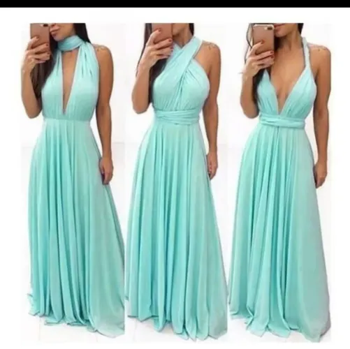 Vestido de Festa Verde Tiffany 