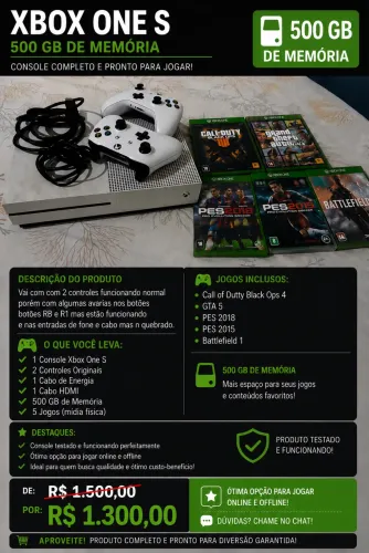 XBOX ONE S PRA VENDER LOGO aceito proposta
