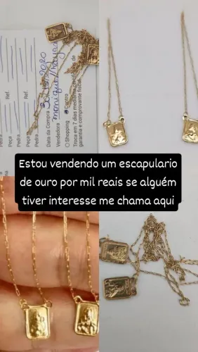 Vende-se este escapulario em ouro 18k por mil reais,comprei na creusa joias .