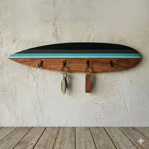 Porta chave de madeira (formato de prancha de surf)