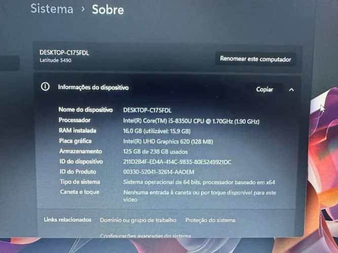Notebook Dell IntelCore i5 16GB RAM
