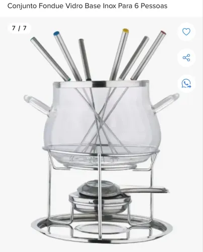 Conjunto para Fondue Vidro para 6 pessoas