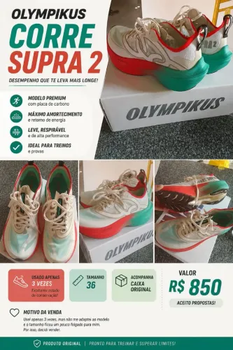 Tênis de corrida , corre supra 2, placa de carbono ( watts *)