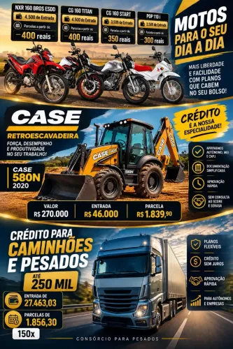 Crédito imobiliário, casas, veículos e máquinas pesadas!