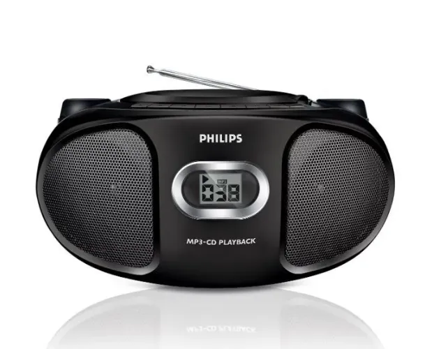Micro System portátil Philips modelo AZ302 com CD, MP3, Rádio AM/FM.