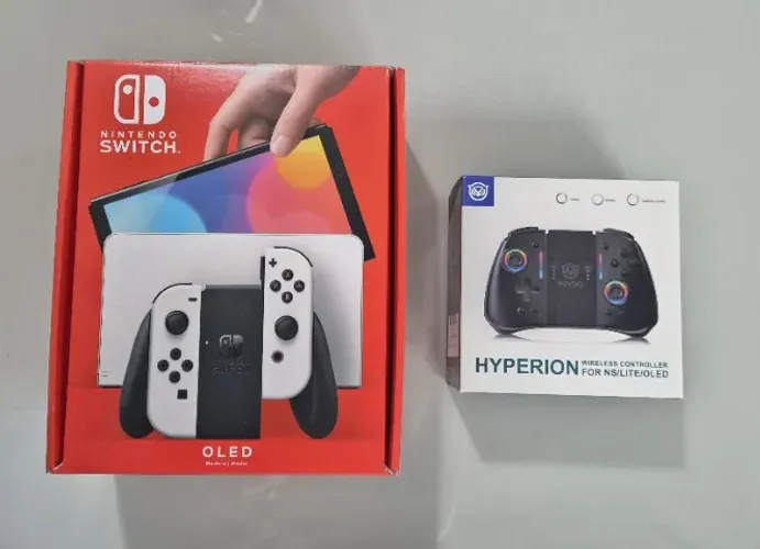 Nintendo Switch OLED Branco + Controle NYXI Hyperion + SD 128GB