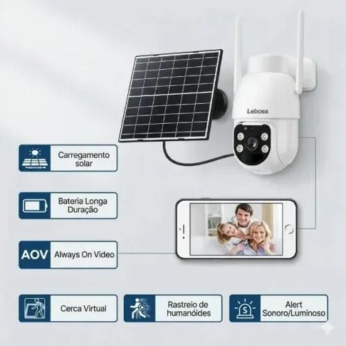 Câmera Wifi C/ Placa Solar À Prova Dágua Baixo Consumo