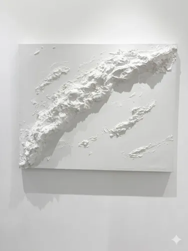 Quadro Decorativo Minimalista White-on-White 80x100cm | Textura Impasto Topográfica R$490