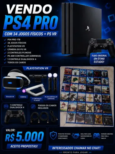 PS4 PRO + 35 JOGOS E ÓCULOS VR E ACESSÓRIOS