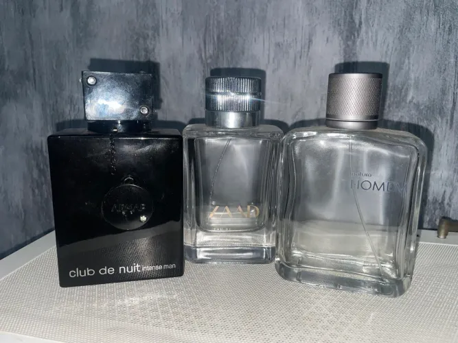 Frascos de perfumes, club de Nuit, natura homem e zaad oboticario