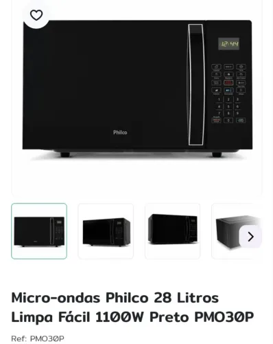 Micro-ondas Philco 28 litros preto novo na caixa