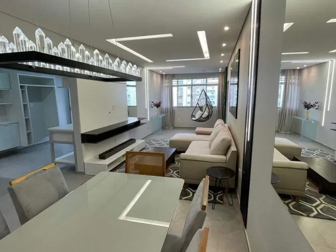 Apartamento mobiliado de 125 m² com 3 quartos (2 suítes) Pompéia, Santos | 1 vaga